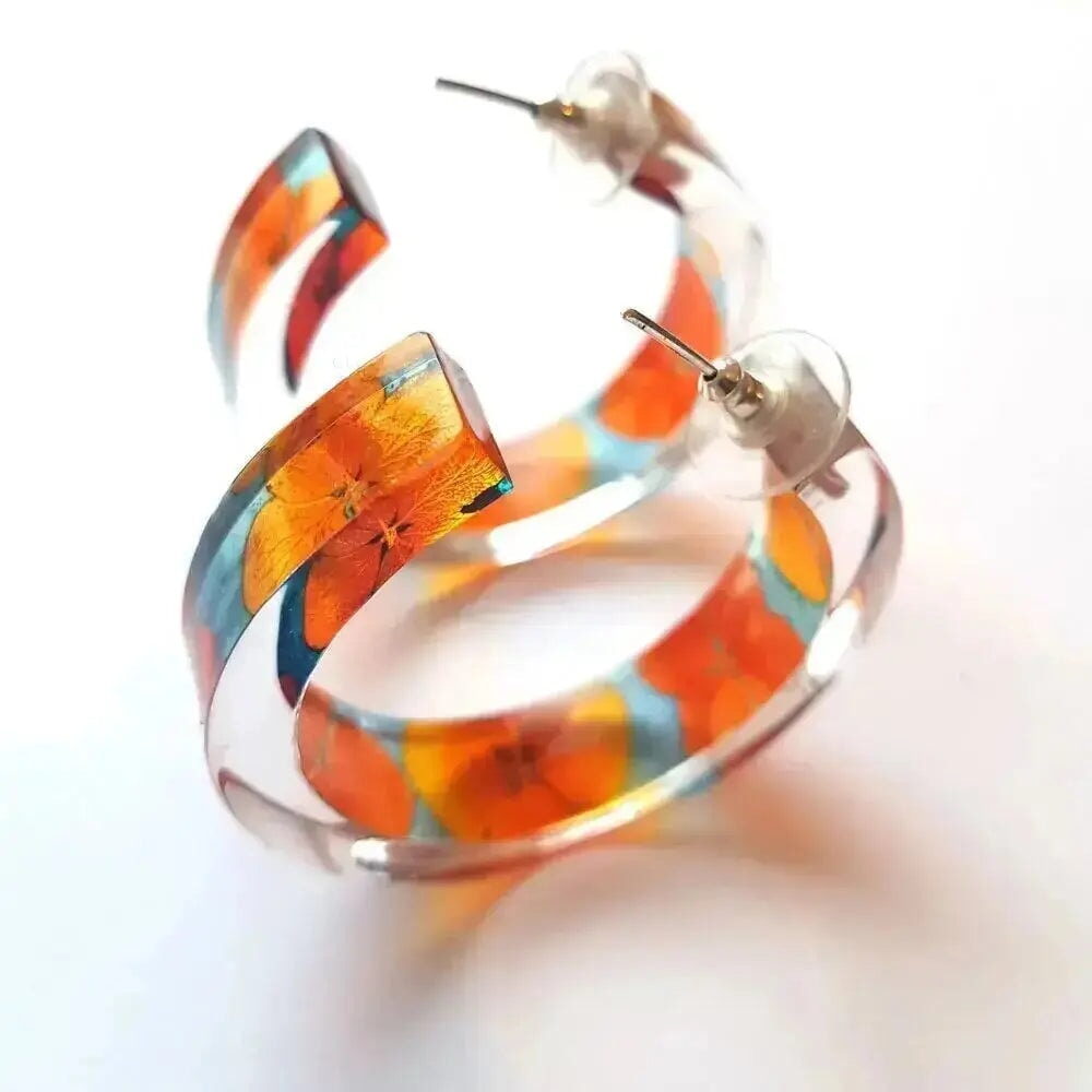Blood Orange Hydrangea | Hoop Earrings earring Sue Gregor Medium 45mm x 9mm x 5mm 