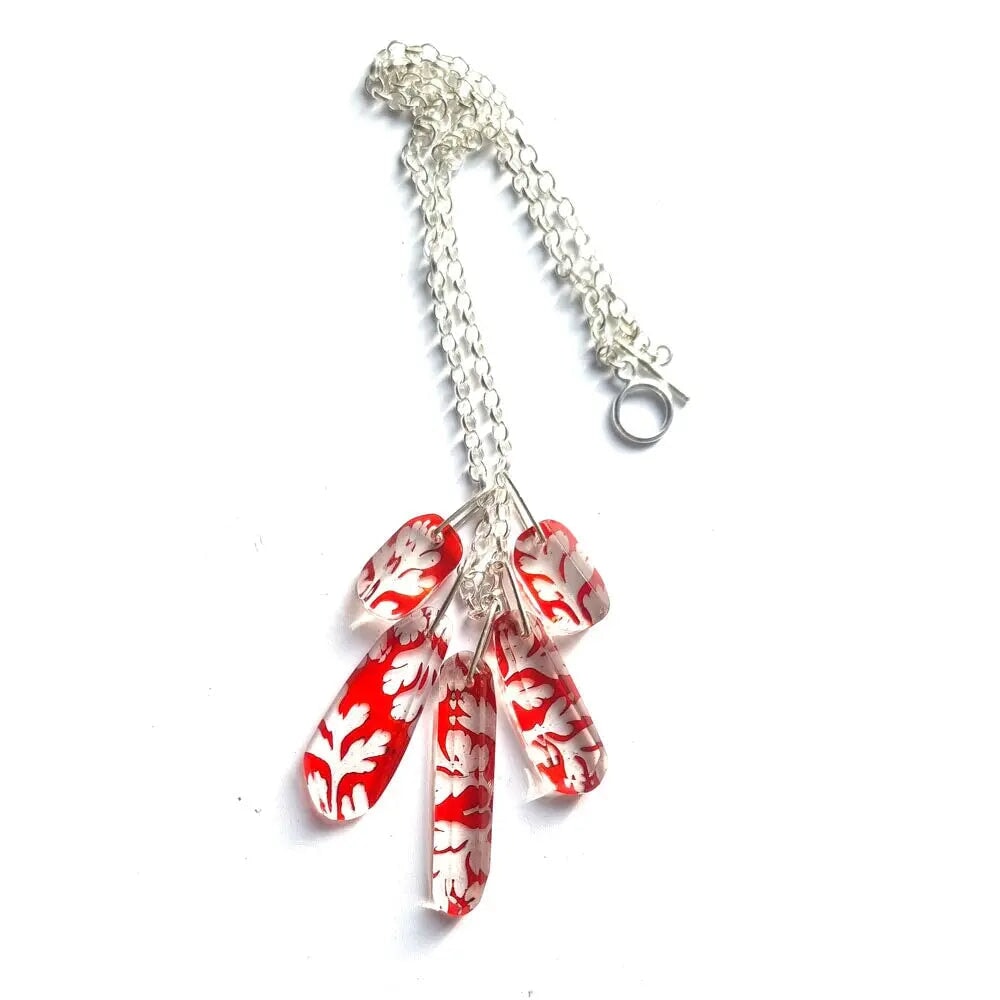 Red Herb Robert Leaf Collections Necklace | Recycled Plastic necklace Sue Gregor 