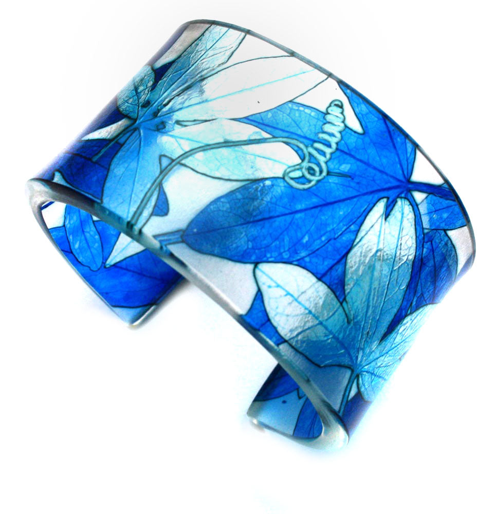 Blue Passion Flower | Wide Cuff | Recycled Plastic