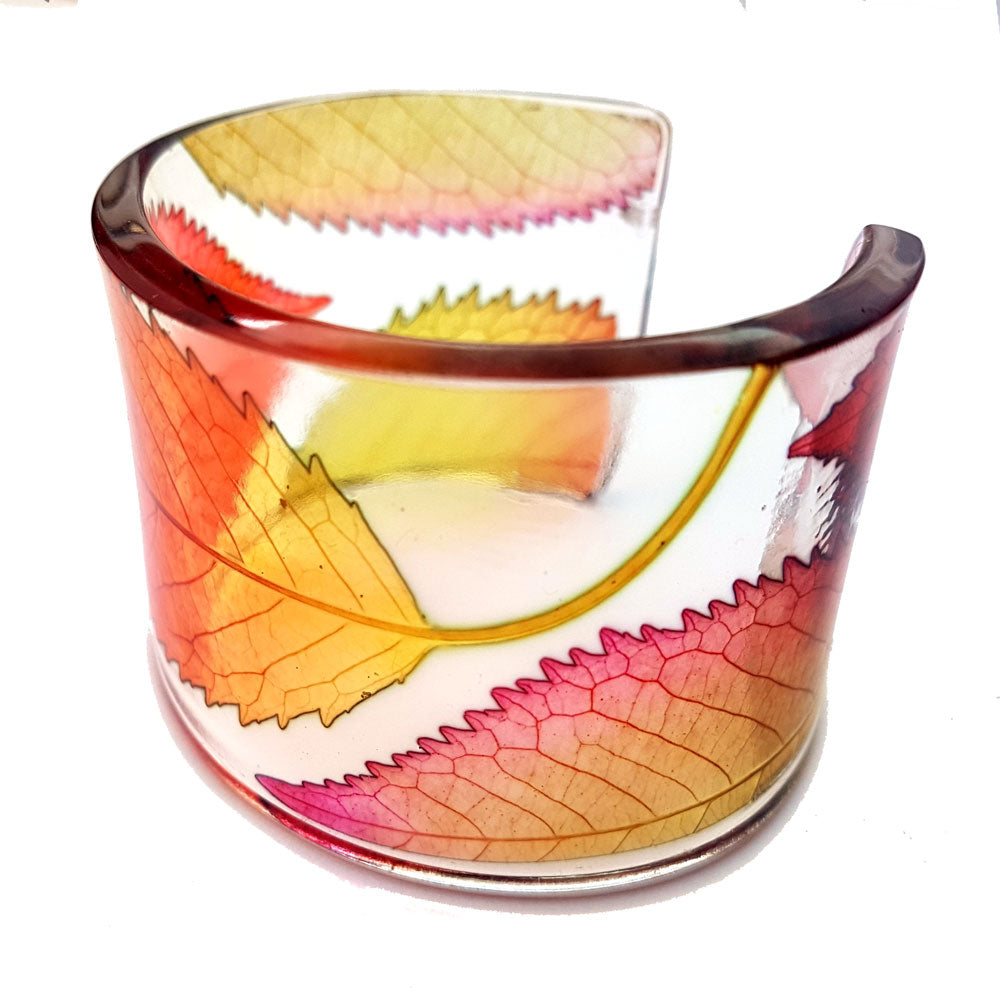 Red and Olive Autumn Leaf Cuff