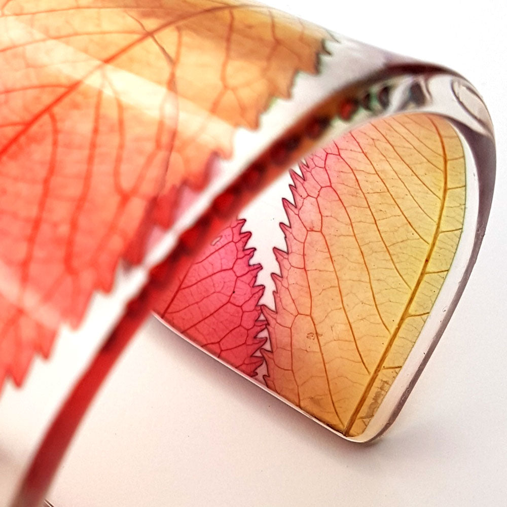 Red and Olive Autumn Leaf Cuff