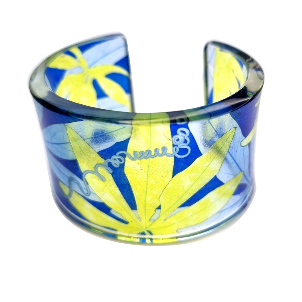 Lime & Blue  Passion Flower | Wide Cuff