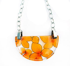 Orange Hydrangea | contemporary | Semi Pendant Necklace