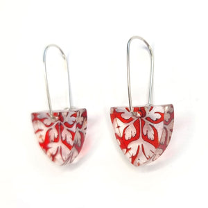 Red Herb Robert Small Tri Earrings | Recycled Perspex