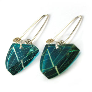 Veridian Green Skeleton Leaf | Small Triangle Earrings | Recycled Perspex (Copy)