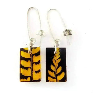 Amber Fern | Small Rectangle Earrings |  Recycled Perspex Sue Gregor