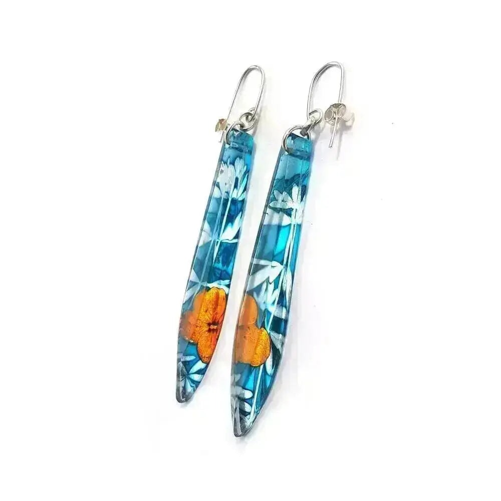 Aqua Mist Regency | Long Drop Earrings | Recycled Perspex Sue Gregor