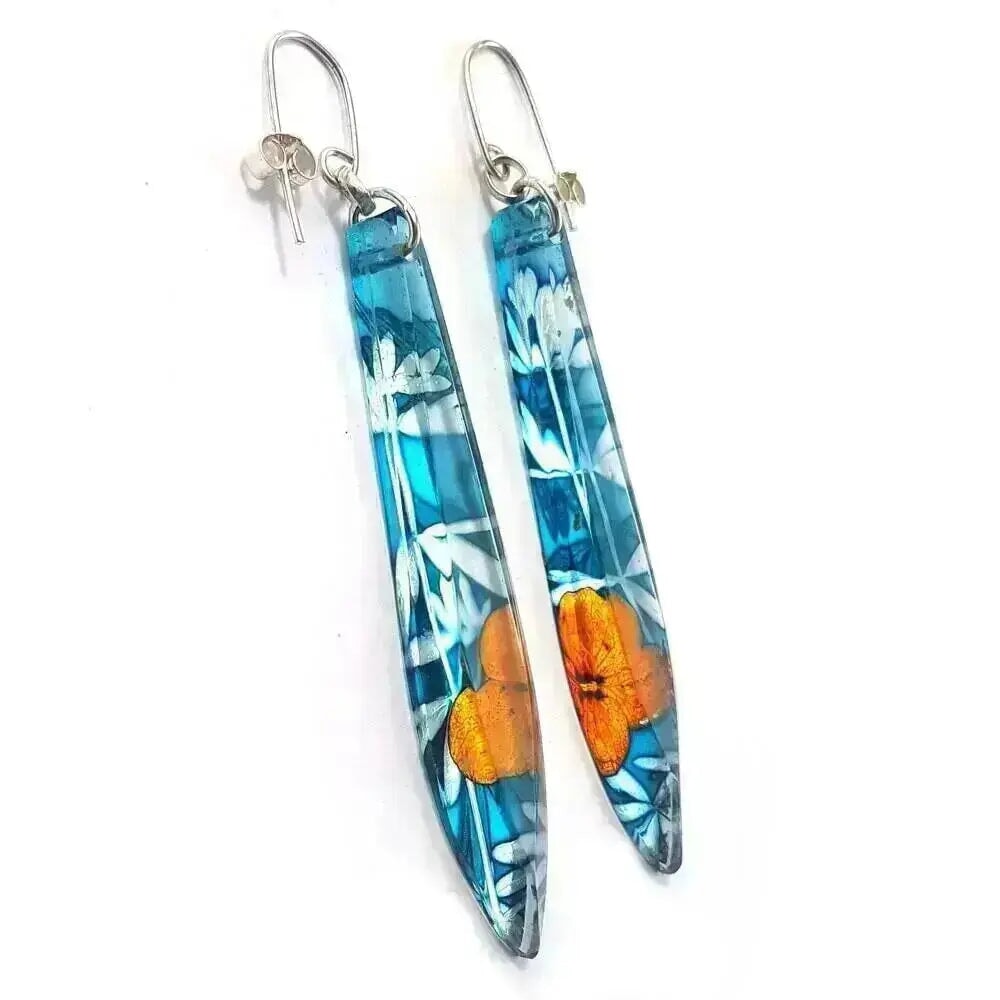 Aqua Mist Regency | Long Drop Earrings | Recycled Perspex Sue Gregor