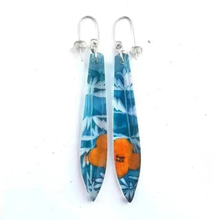Aqua Mist Regency | Long Drop Earrings | Recycled Perspex Sue Gregor