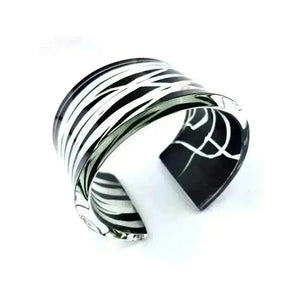 Black cuff | Striped | Blades Of Grass | Wide Cuff Bracelet | Recycled Perspex Sue Gregor