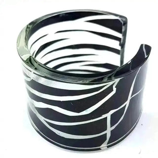 Black cuff | Striped | Blades Of Grass | Wide Cuff Bracelet | Recycled Perspex Sue Gregor