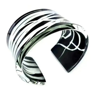 Black cuff | Striped | Blades Of Grass | Wide Cuff Bracelet | Recycled Perspex Sue Gregor