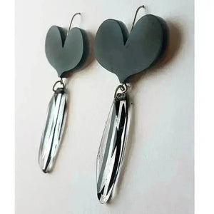 Black Hart Earrings | Stripped Drop Sue Gregor