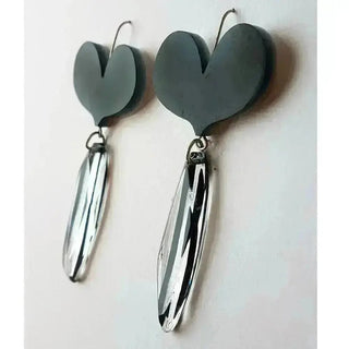 Black Hart Earrings | Stripped Drop Sue Gregor