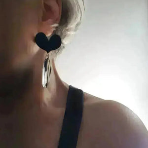 Black Hart Earrings | Stripped Drop Sue Gregor