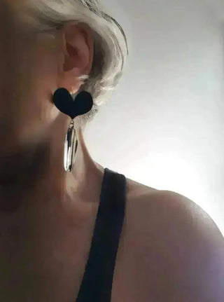 Black Hart Earrings | Stripped Drop Sue Gregor