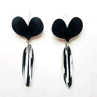 Black Hart Earrings | Stripped Drop Sue Gregor