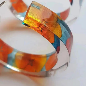 Blood Orange Hydrangea | Hoop Earrings earring Sue Gregor Small 35mm x 9mm x 5mm 