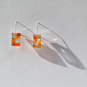 Blood Orange Small Rectangle Earrings | Recycled Plastic earring Sue Gregor 