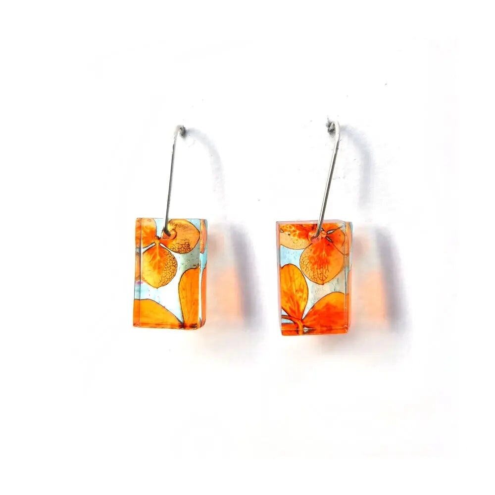 Blood Orange Small Rectangle Earrings | Recycled Plastic earring Sue Gregor 