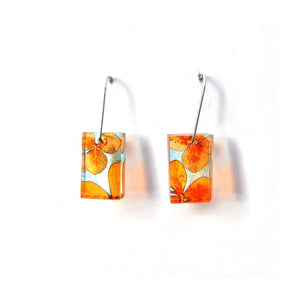 Blood Orange Small Rectangle Earrings | Recycled Plastic earring Sue Gregor 