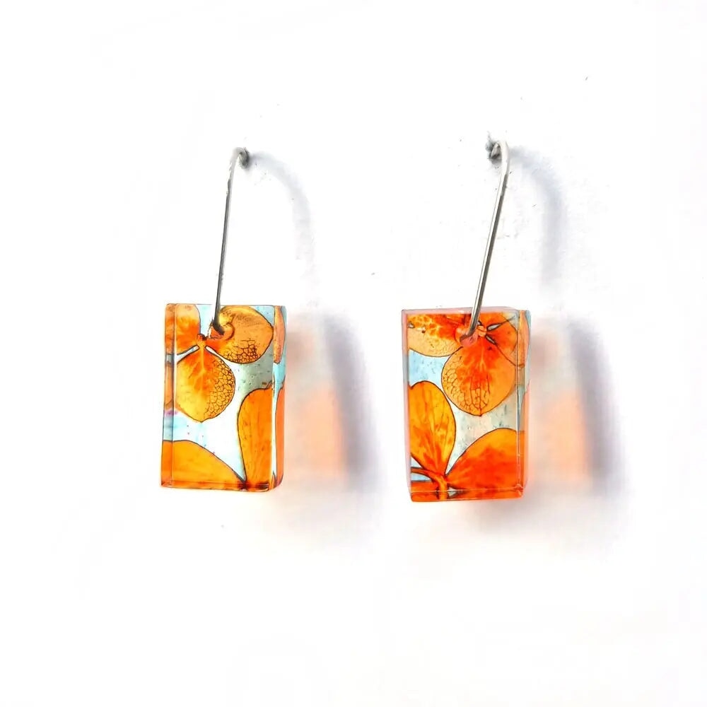 Blood Orange Small Rectangle Earrings | Recycled Plastic earring Sue Gregor 