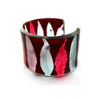 Burgundy Stripe | Wide Cuff | Recycled Perspex Sue Gregor