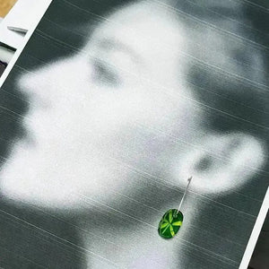DK Green & Lime Madder | Small Oval Earrings | Zero Waste Sue Gregor