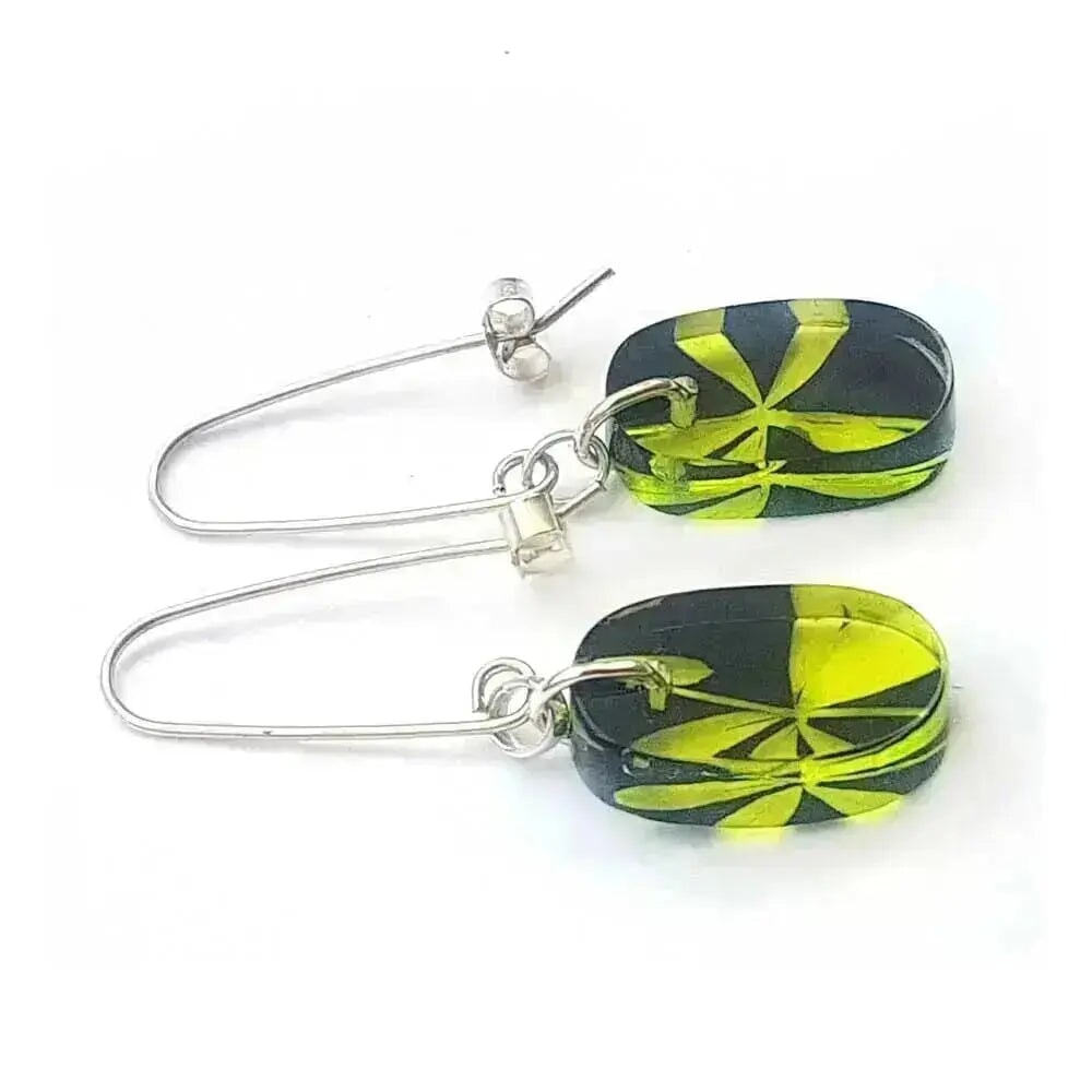 DK Green & Lime Madder | Small Oval Earrings | Zero Waste Sue Gregor