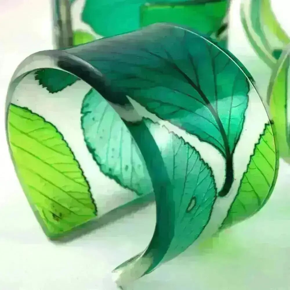 Fresh Green Whitebeam | Cuff | Recycled Perspex Sue Gregor