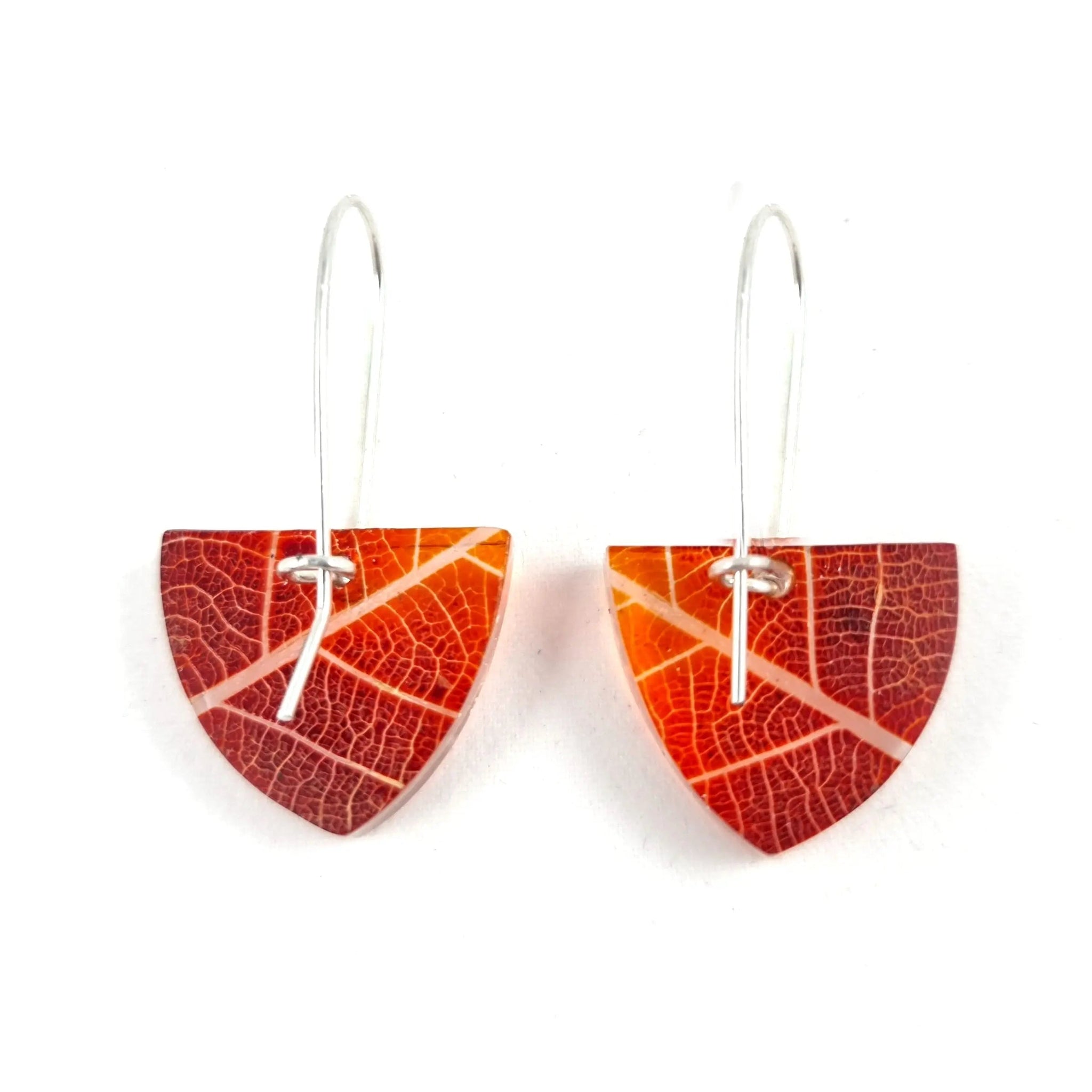 Ginger | Skeleton Leaf | Small Triangle Earrings | Recycled Perspex earring Sue Gregor 