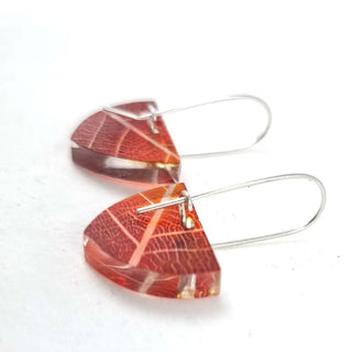 Ginger | Skeleton Leaf | Small Triangle Earrings | Recycled Perspex earring Sue Gregor 