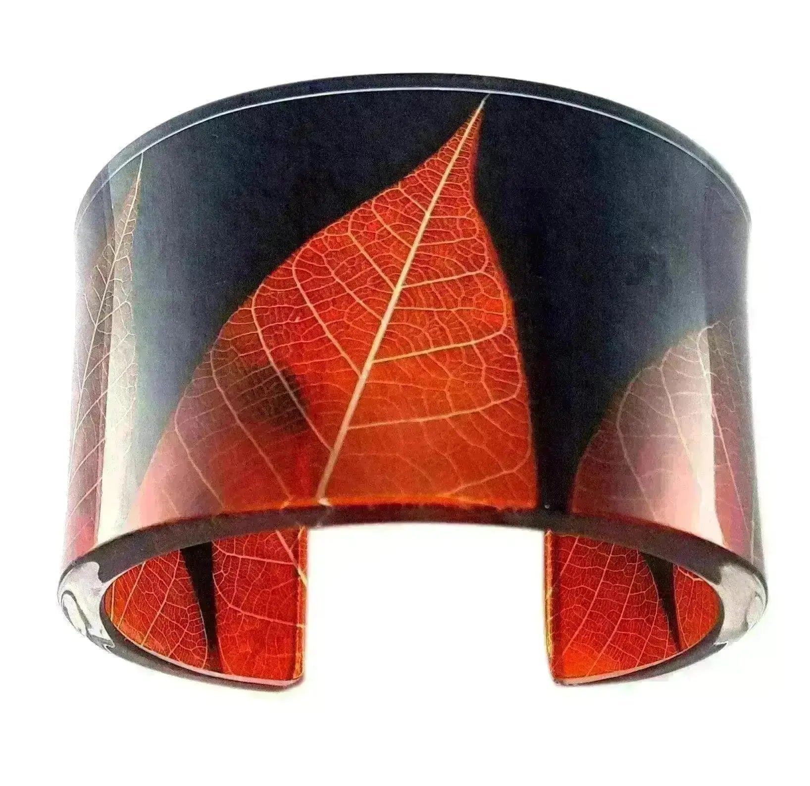 Ginger Skeleton Leaf | Wide Cuff | Recycled Perspex Sue Gregor