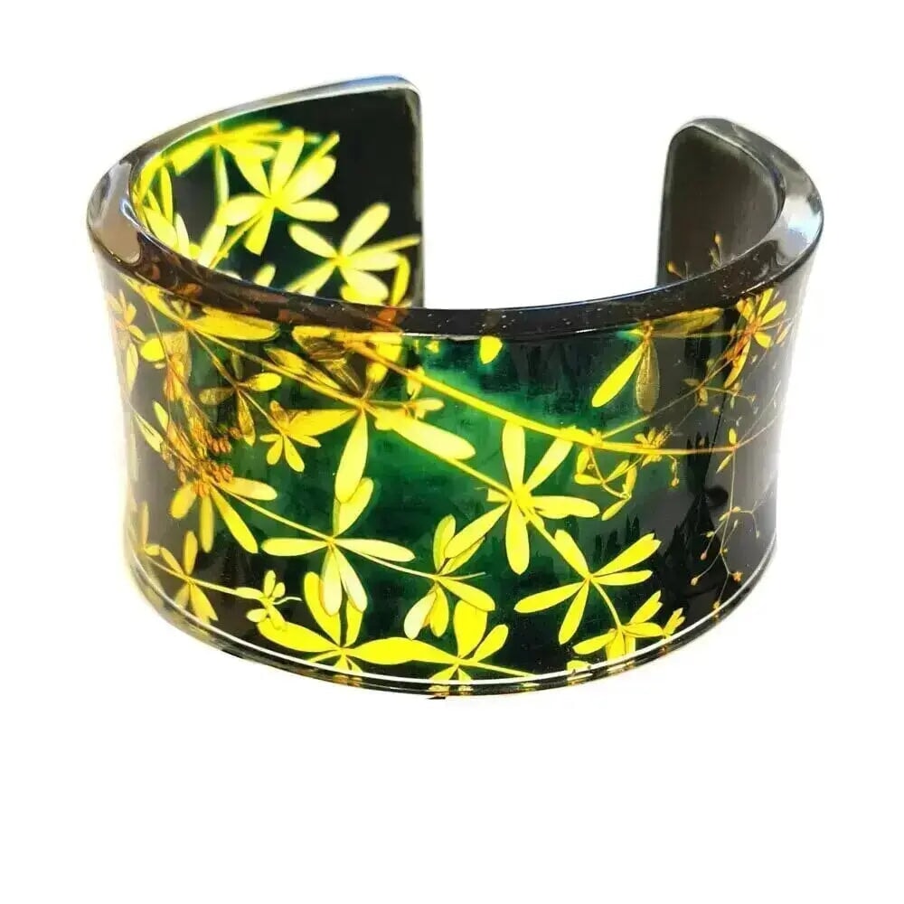 Green & Amber Regency | Wide Cuff | Recycled Perspex Cuff Sue Gregor 