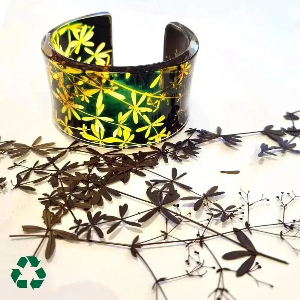 Green & Amber Regency | Wide Cuff | Recycled Perspex Cuff Sue Gregor 