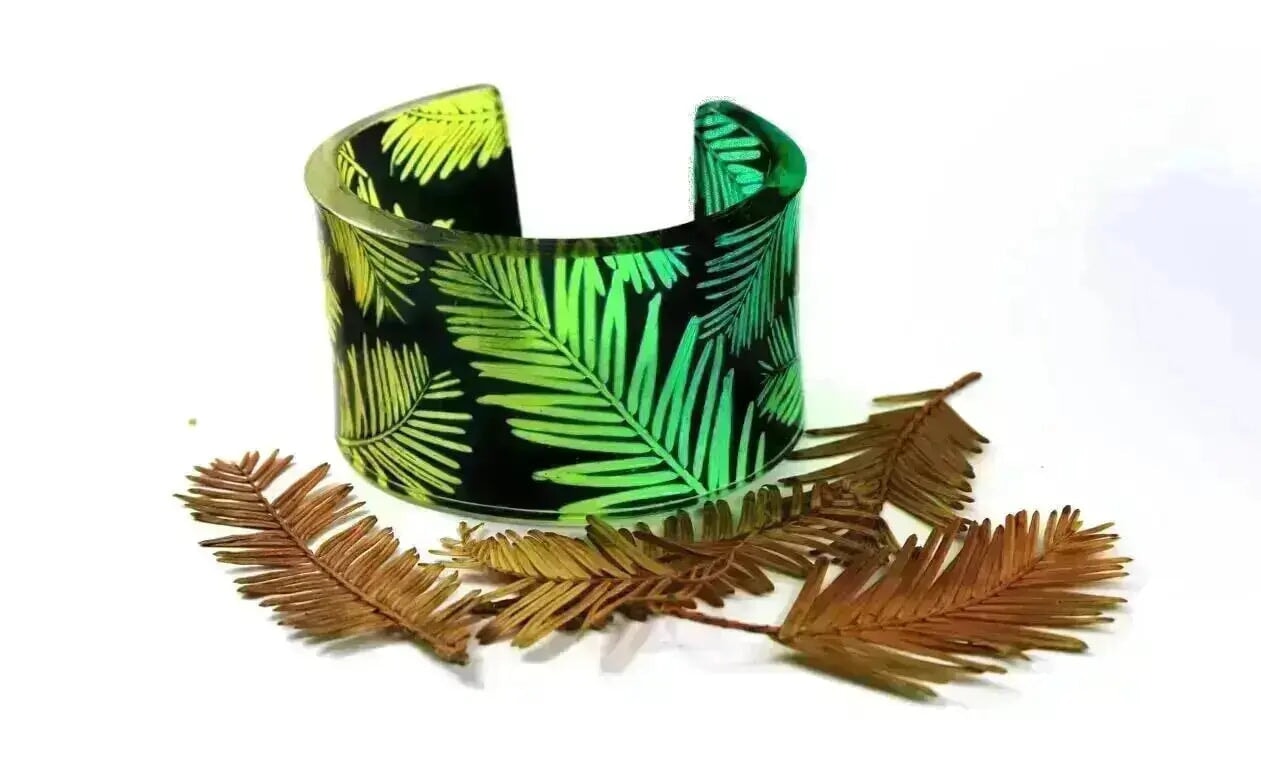 Green Dip-Dye Conifer | Wide Cuff | Recycled Perspex Sue Gregor