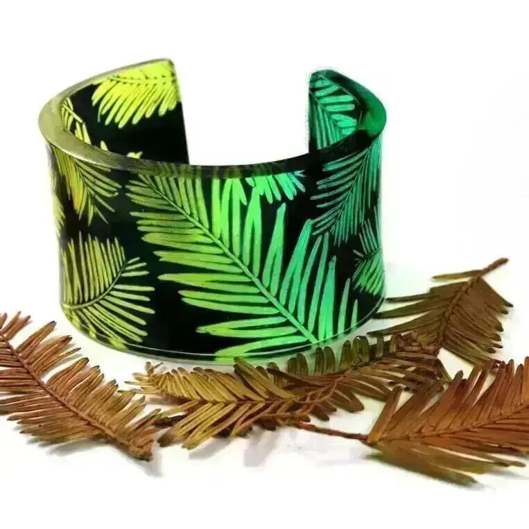 Green Dip-Dye Conifer | Wide Cuff | Recycled Perspex Sue Gregor