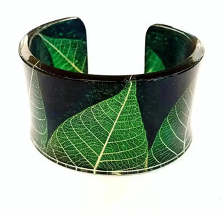 Green Skeleton Leaf | Wide Cuff | Recycled Perspex Sue Gregor