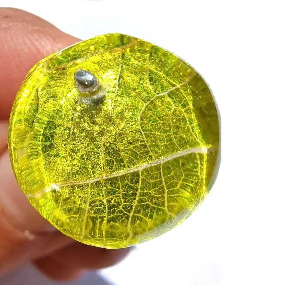 Lemon Yellow stud earrings Recycled Plastic silver leaf Silver Sue Gregor