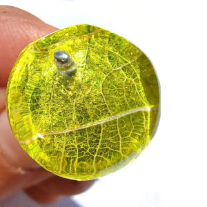 Lemon Yellow stud earrings Recycled Plastic silver leaf Silver Sue Gregor