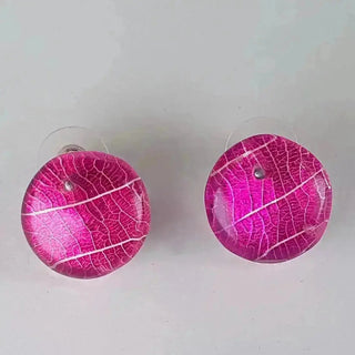 Magenta Skeleton Leaf | Stud Earrings Sue Gregor