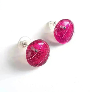 Magenta Skeleton Leaf | Stud Earrings Sue Gregor