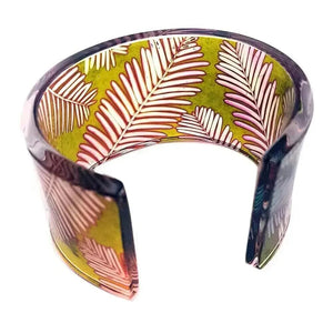 Olive and red Conifer | Wide Cuff | Recycled Perspex Cuff Sue Gregor 