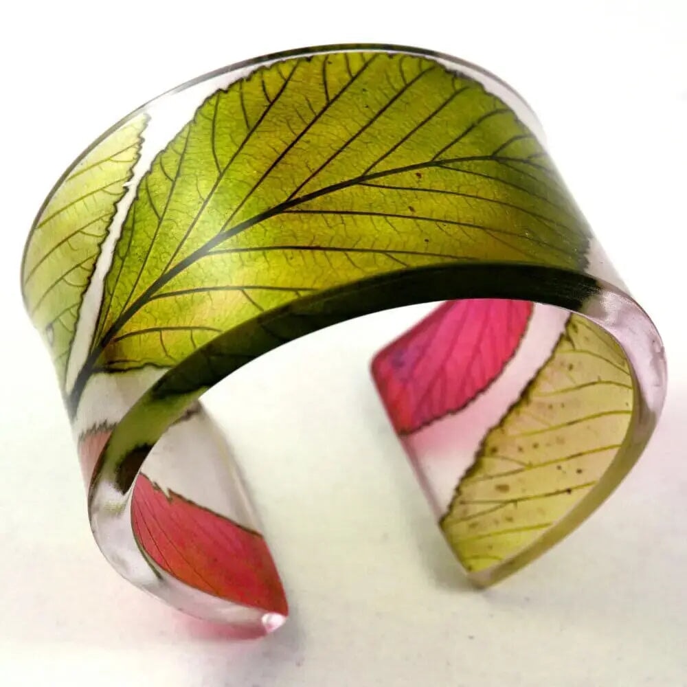Olive Whitebeam | Wide Cuff | Recycled Perspex Cuff Sue Gregor Large Wrist 