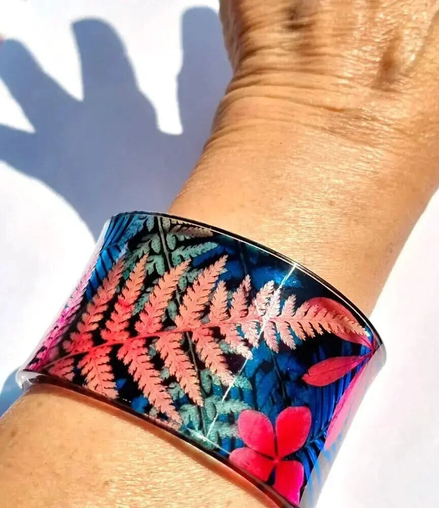 Pale Pink Fernery cuff Recycled Plastic Sue Gregor