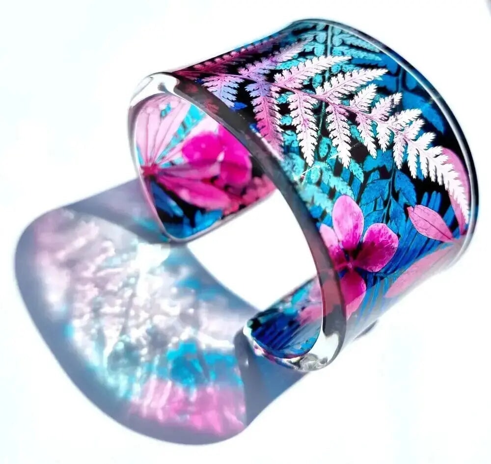 Pale Pink Fernery cuff Recycled Plastic Sue Gregor
