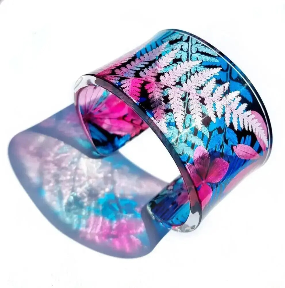 Pale Pink Fernery cuff Recycled Plastic Sue Gregor