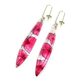 Pink Hydrangea  | Long Drop Earrings | Recycled Perspex Sue Gregor