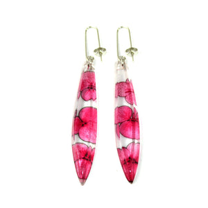 Pink Hydrangea  | Long Drop Earrings | Recycled Perspex Sue Gregor