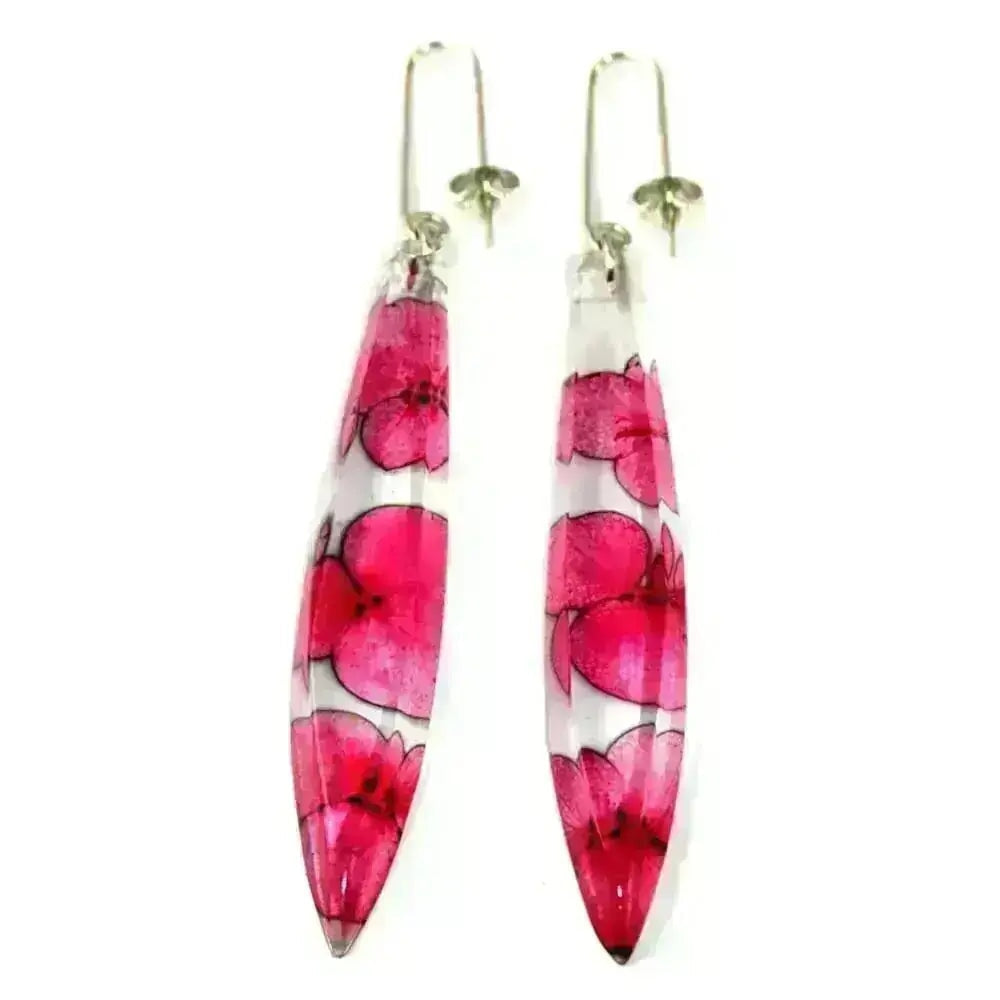 Pink Hydrangea  | Long Drop Earrings | Recycled Perspex Sue Gregor